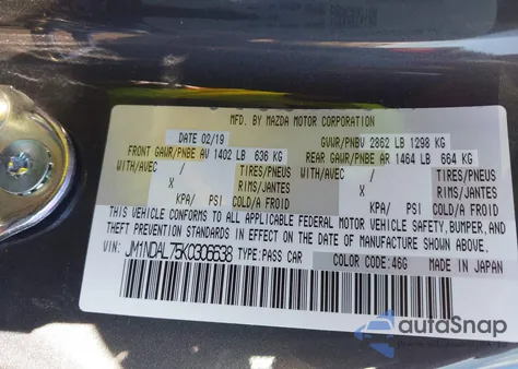 2019 Mazda Mx-5 Miata Rf Club from USA, damaged, VIN JM1NDAL75K0306638